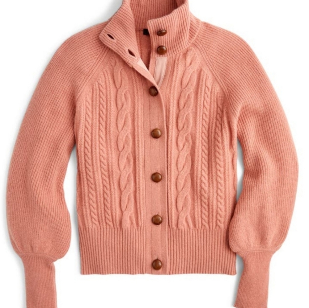 J.Crew Balloon Sleeve Cableknit Cardigan size M